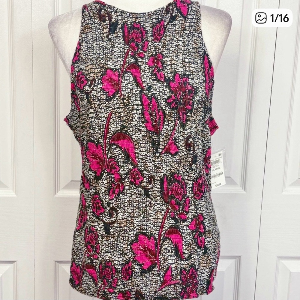 INC Multicolor Kezia Floral Sleeveless Smocked Tank Top XL